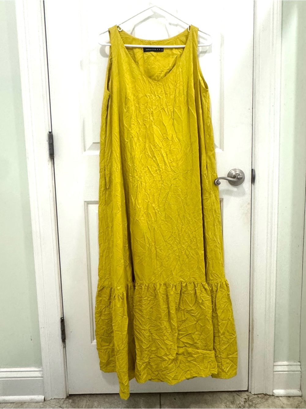 Sleeveless Mustard Maxi Dress with Ruffle Hem